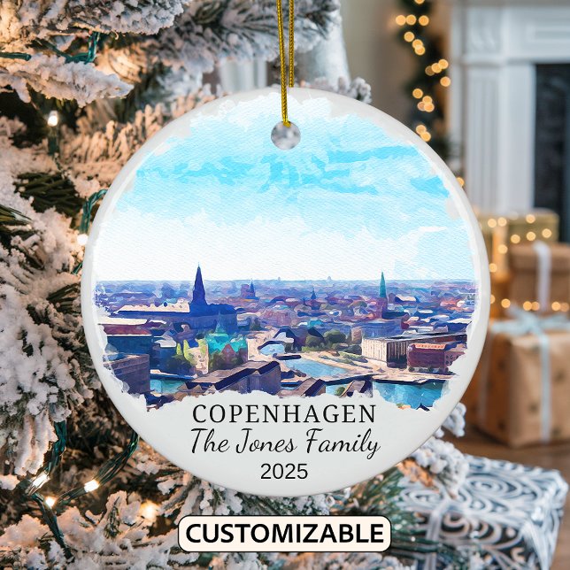 Personalized Copenhagen Ornament, Denmark Gift Ceramic Ornament (Creator Uploaded)