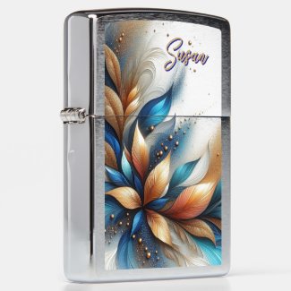 Personalized Copper and Blue Leaves  