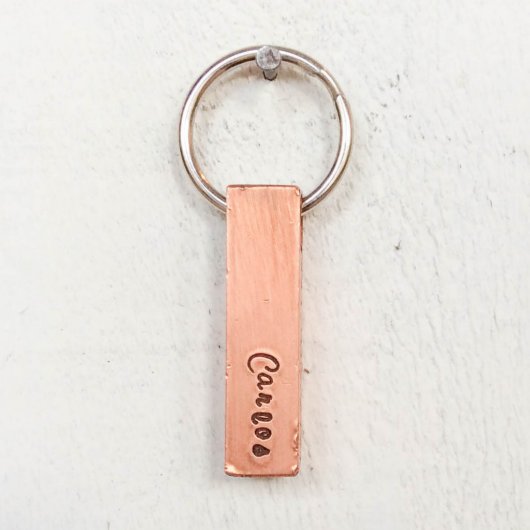 Personalized Copper Bar Keychain w/Script Font (Front)
