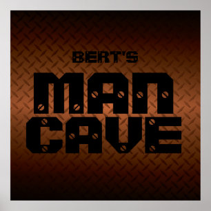 Personalized Copper Diamondplate Man Cave Poster