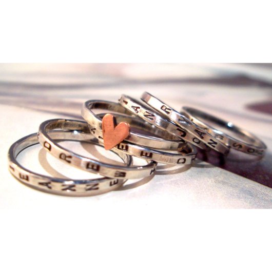 Personalized Copper Heart Seven Ring Set (Seven Ring Set)