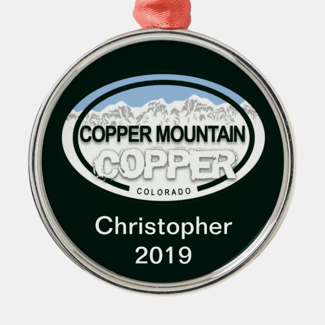 Personalized Copper Mountain Colorado Christmas Metal Ornament (Front)