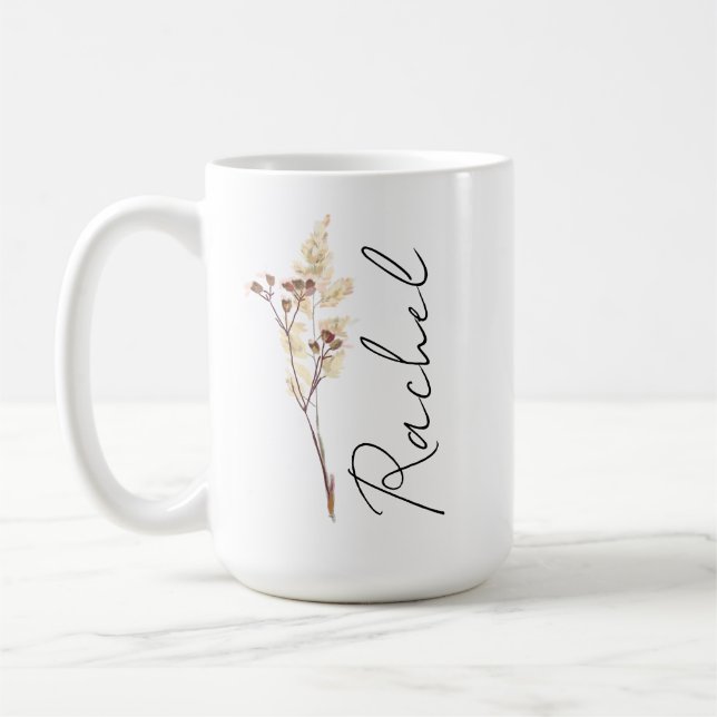 Personalized Coquette Birth Flower Mug, Custom Flo Coffee Mug (Left)