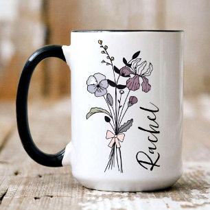 Personalized Coquette Birth Flower Mug, Daughter Mug
