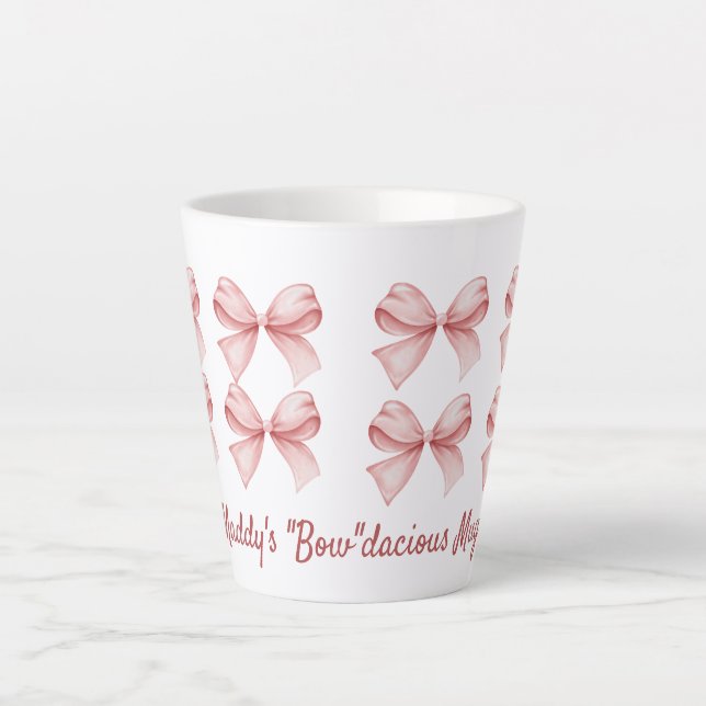 Personalized Coquette "Bow"dacious Pink Bow  Latte Mug (Front)