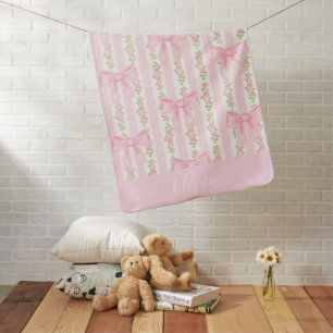 Personalized coquette bow for baby girl, nursery blanket