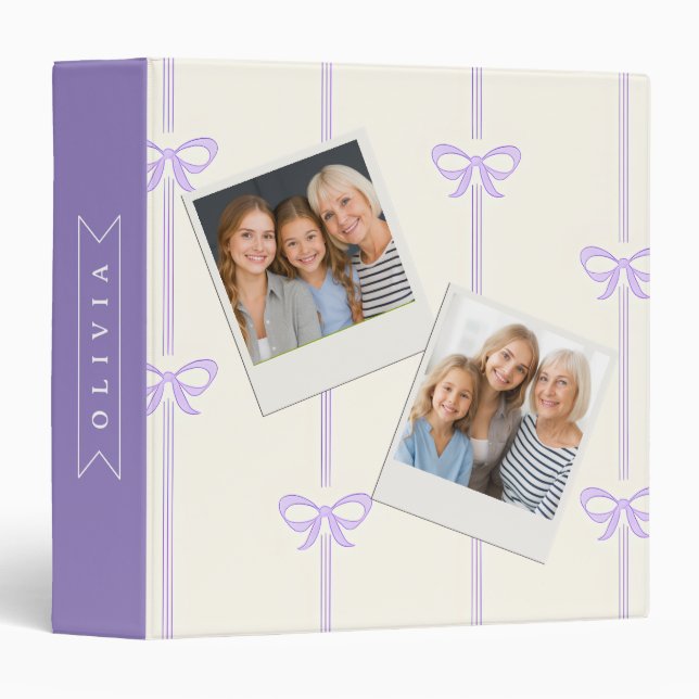Personalized Coquette Bow Name Girly Aesthetic 3 Ring Binder (Front/Spine)