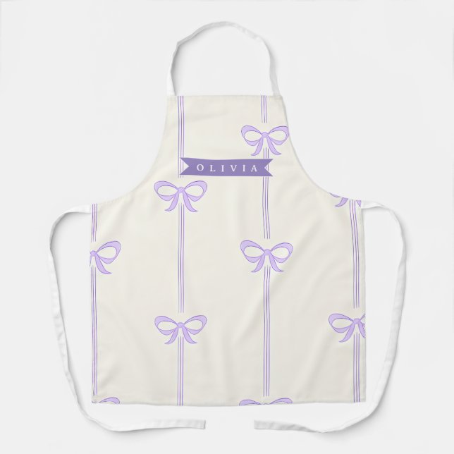 Personalized Coquette Bow Name Girly Aesthetic Apron (Front)