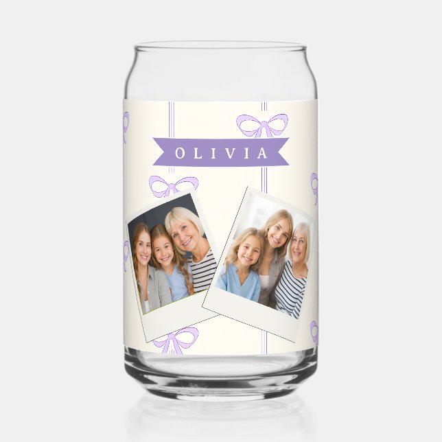 Personalized Coquette Bow Name Girly Aesthetic Can Glass (Front)