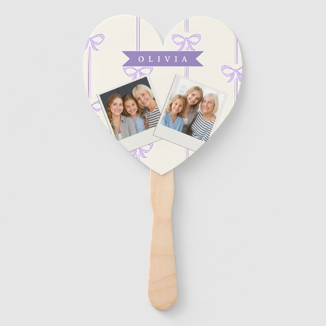 Personalized Coquette Bow Name Girly Aesthetic Hand Fan (Front)