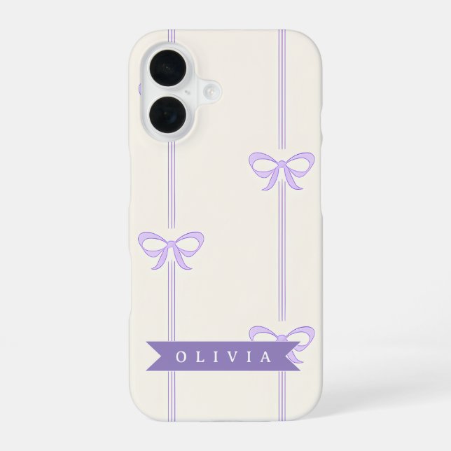 Personalized Coquette Bow Name Girly Aesthetic iPhone Case (Back)
