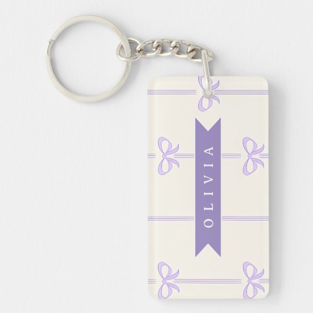 Personalized Coquette Bow Name Girly Aesthetic Keychain (Front)