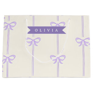 Personalized Coquette Bow Name Girly Aesthetic Large Gift Bag