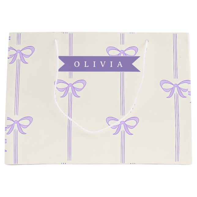 Personalized Coquette Bow Name Girly Aesthetic Large Gift Bag (Front)