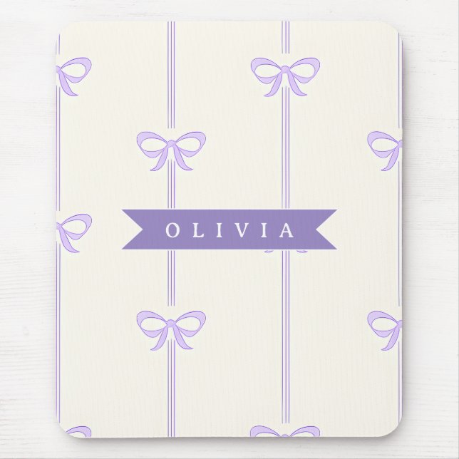 Personalized Coquette Bow Name Girly Aesthetic Mouse Pad (Front)