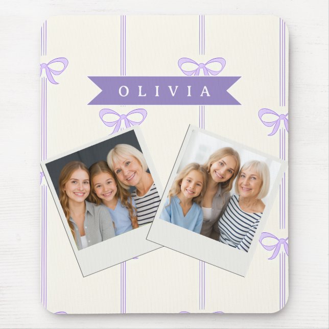 Personalized Coquette Bow Name Girly Aesthetic Mouse Pad (Front)