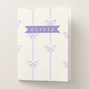 Personalized Coquette Bow Name Girly Aesthetic Pocket Folder