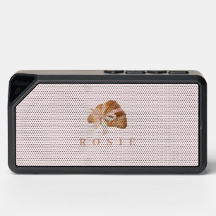 Personalized Coquette Croissant Pink Ribbon Bluetooth Speaker