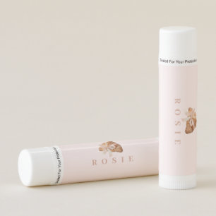 Personalized Coquette Croissant Pink Ribbon Lip Balm