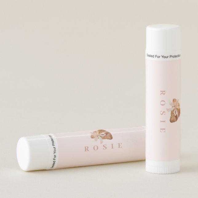 Personalized Coquette Croissant Pink Ribbon Lip Balm (Front)