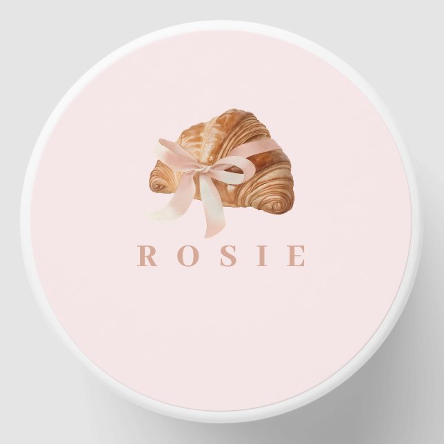 Personalized Coquette Croissant Pink Ribbon Mini Candle Favors (Front)