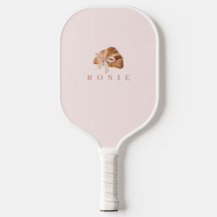 Personalized Coquette Croissant Pink Ribbon Pickleball Paddle