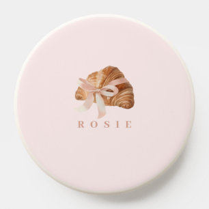 Personalized Coquette Croissant Pink Ribbon PopSocket