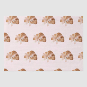 Personalized Coquette Croissant Pink Ribbon Tissue Paper