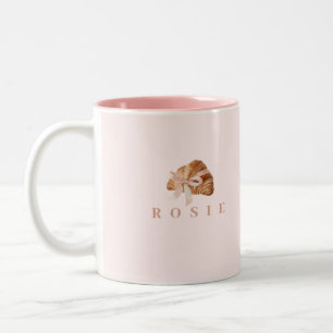 Personalized Coquette Croissant Pink Ribbon Two-Tone Coffee Mug