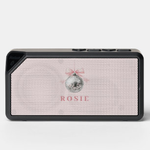 Personalized Coquette Disco Ball Pink Ribbon Bluetooth Speaker