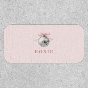 Personalized Coquette Disco Ball Pink Ribbon Patch