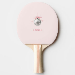 Personalized Coquette Disco Ball Pink Ribbon Ping Pong Paddle