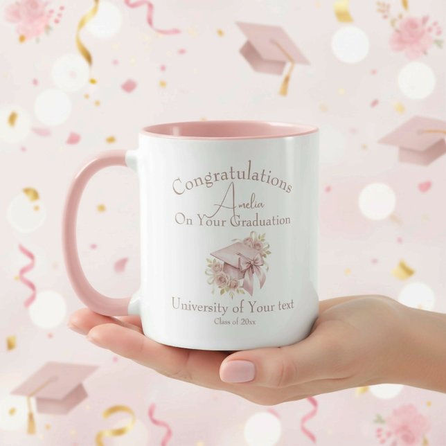 Personalized Coquette girly graduation cap Mug (Creator Uploaded)