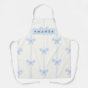 Personalized Coquette Pastel Soft Blue Ribbon Bow Apron