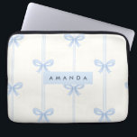 Personalized Coquette Pastel Soft Blue Ribbon Bow  Laptop Sleeve<br><div class="desc">Each piece has soft pastel blue bows and elegant ribbon details on a creamy background. This classic look is fresh, light, and can be worn in many different ways. This collection is a great way to add beauty and charm to your home, whether you're redecorating or looking for the perfect...</div>