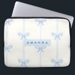 Personalized Coquette Pastel Soft Blue Ribbon Bow  Laptop Sleeve<br><div class="desc">Each piece has soft pastel blue bows and elegant ribbon details on a creamy background. This classic look is fresh, light, and can be worn in many different ways. This collection is a great way to add beauty and charm to your home, whether you're redecorating or looking for the perfect...</div>
