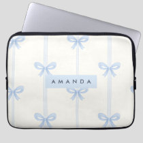 Personalized Coquette Pastel Soft Blue Ribbon Bow  Laptop Sleeve