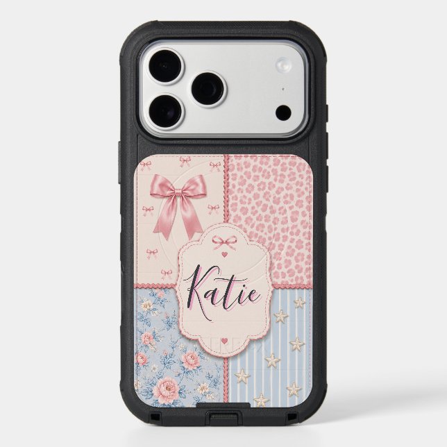 Personalized Coquette Patchwork Phone Case (Back)