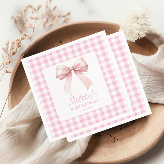 Personalized Coquette Pink Bow Baby Shower Girl  Napkins (Creator Uploaded)