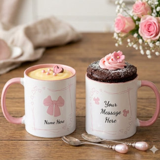 Personalized Coquette Pink Bow Coffee Mug