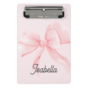 Personalized Coquette Pink Bow Girl Mini Clipboard