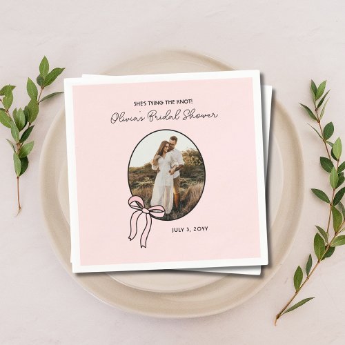 Personalized Coquette Pink Bridal Shower Napkins 