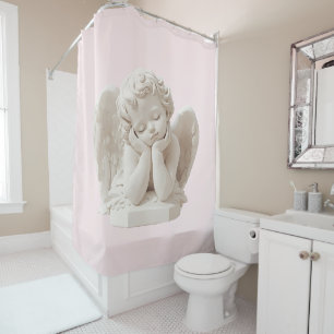 Personalized Coquette Sleeping Angel Sculpture Shower Curtain
