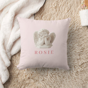 Personalized Coquette Sleeping Angel Sculpture Throw Pillow
