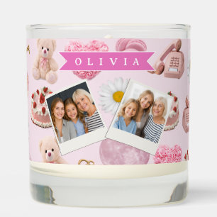 Personalized Coquette Teddy Bear Pink Aesthetic Scented Candle