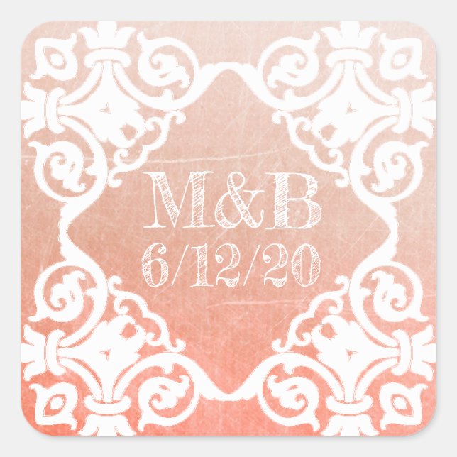 Personalized Cora Wedding Date & Initials Stickers (Front)