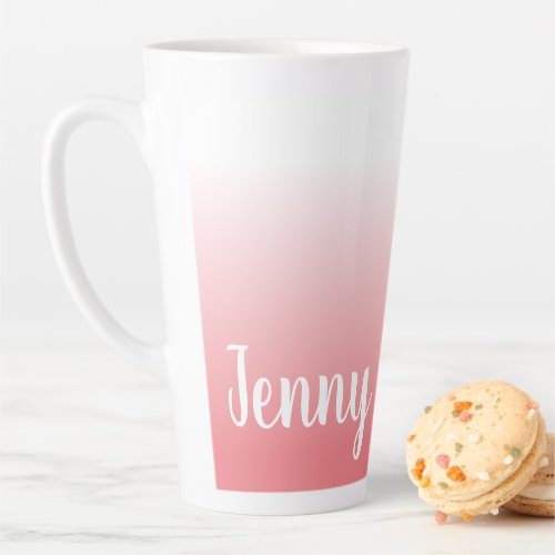 Personalized Coral and White Ombre Latte Mug