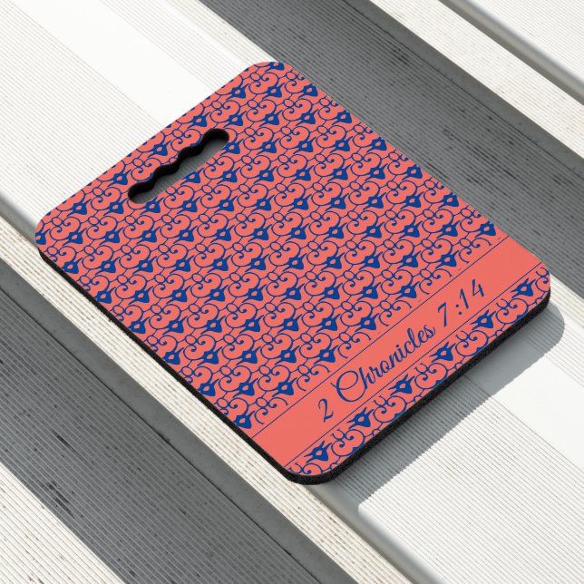 Personalized CORAL BLUE Church Prayer Kneeling Seat Cushion (In Situ)