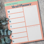 Personalized Coral Blue Meal Planner Grocery List Notepad<br><div class="desc">Weekly meal planner in Soft Coral and Ocean Blue. This planner pad has 9 white boxes so you can create your daily meal plan as well as your grocery list and ideas for next week. The template for this personalized notepad is set up ready for you to add your name...</div>