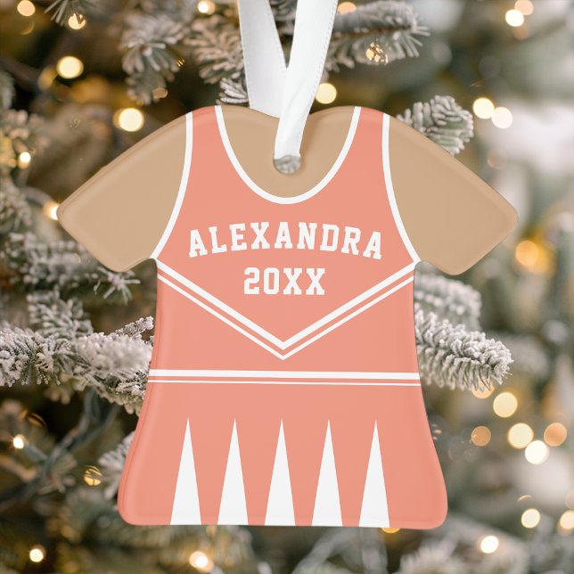 Personalized Coral Cheerleader Uniform Ornament (Creator Uploaded)